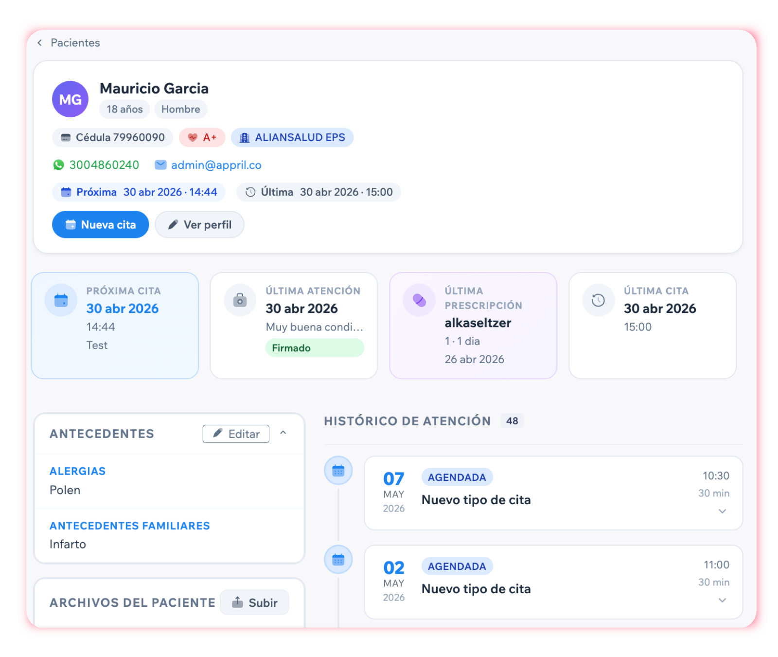 Ficha de paciente — Appril